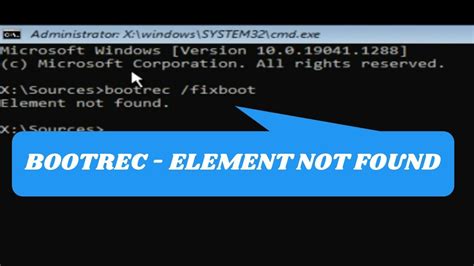 bootrec rebuildbcd element not found